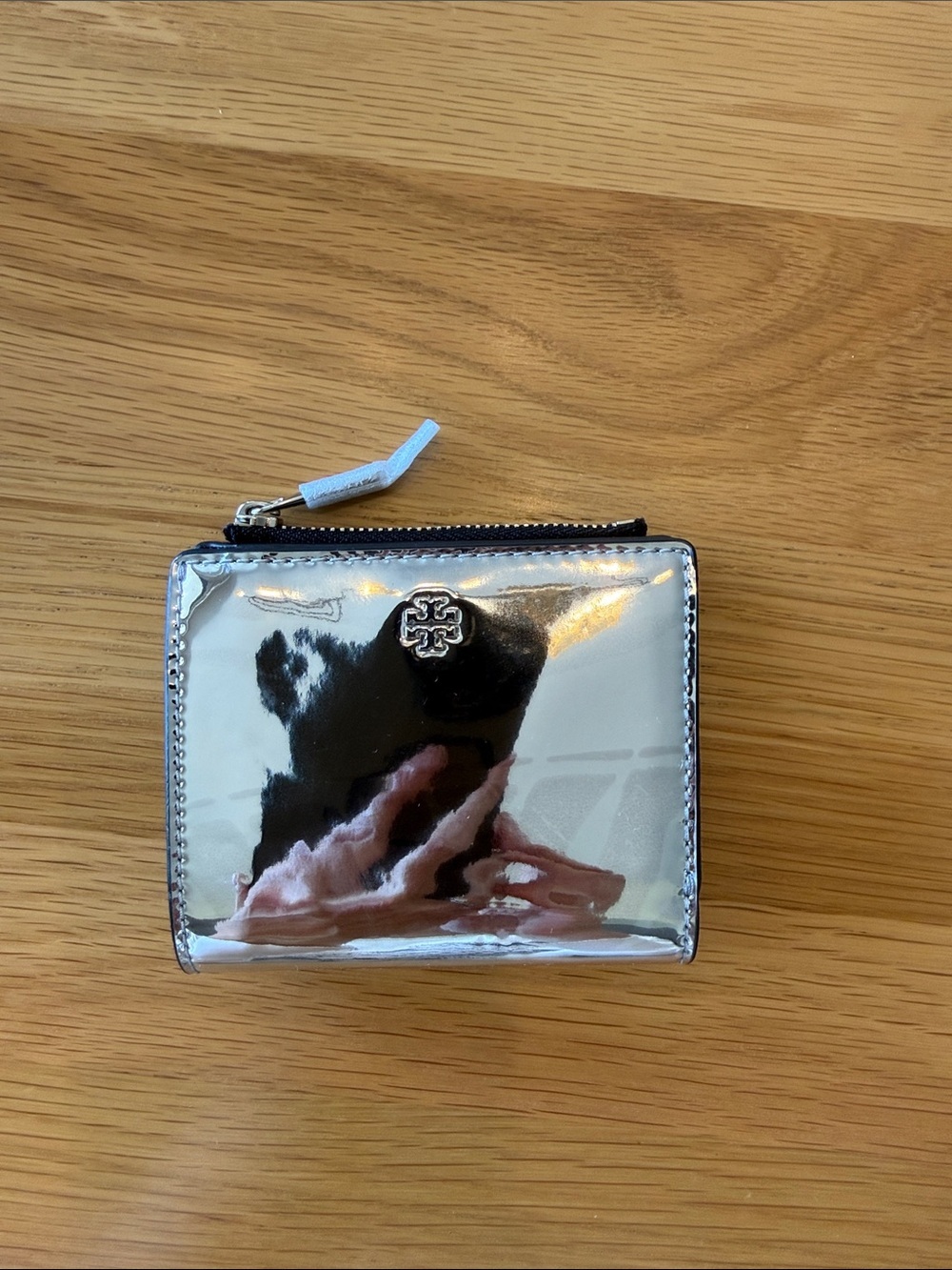 Tory Burch Robinson Mirror Metallic Mini Wallet